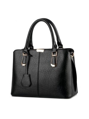 Kožená luxusní velká černá kabelka